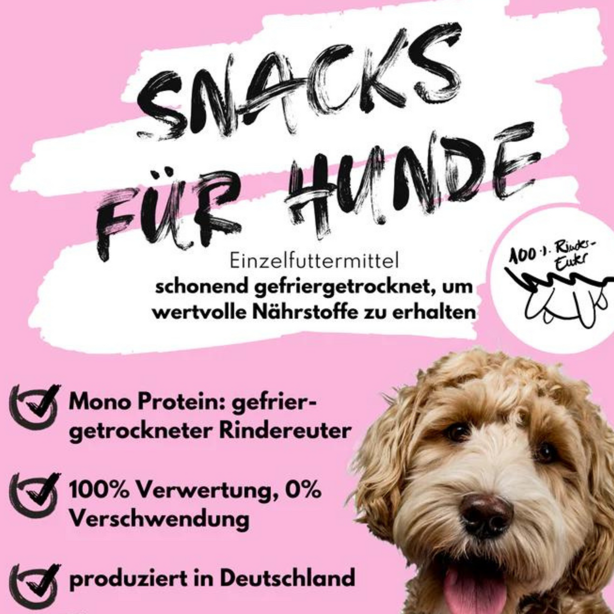 Super Leckerli aus 100% gefriergetrocknetem Rindereuter (70g)