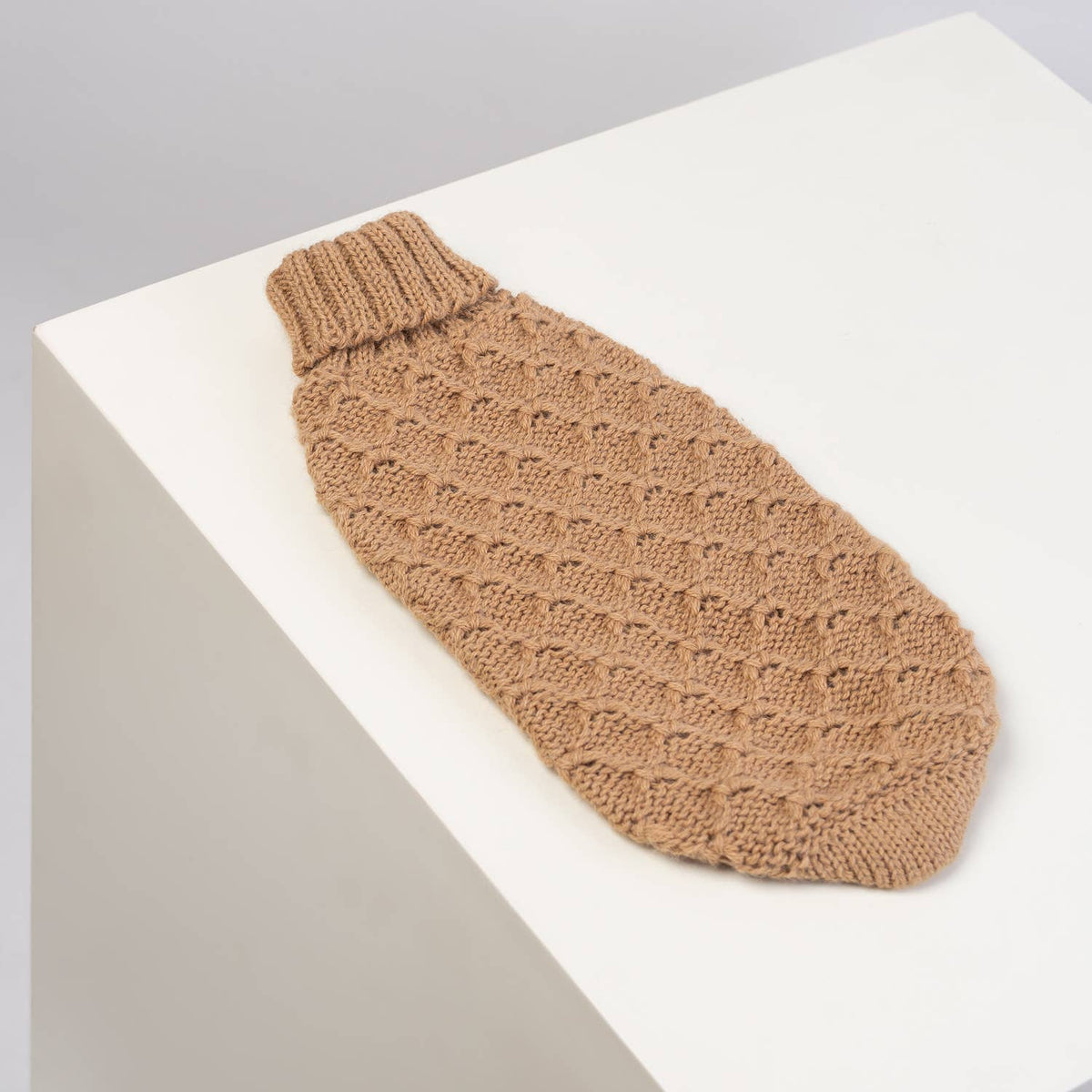 Camel Lattice Alpaca Hundepullover