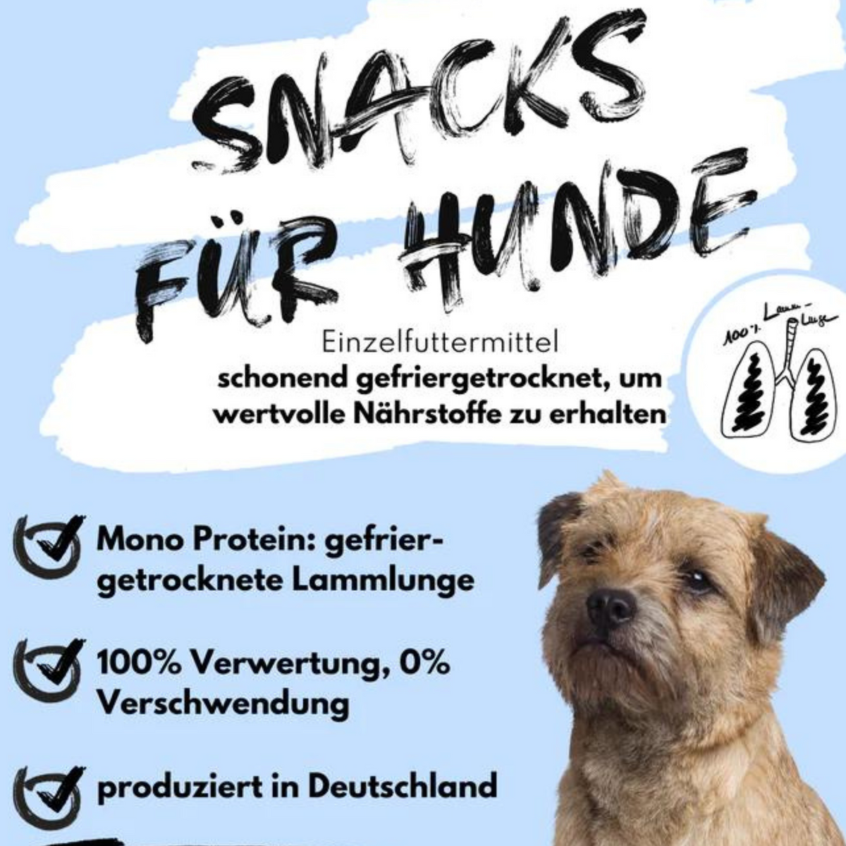 Super Leckerli aus 100% gefriergetrockneter Lammlunge (50g)