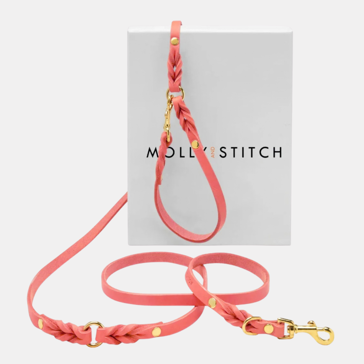 Butter Leather 3x verstellbare Hundeleine Coral Pink