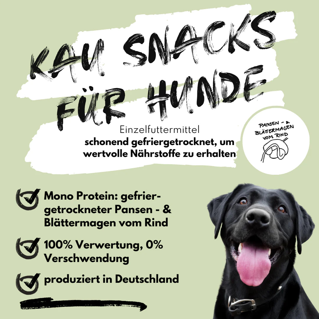 Fleisch Taler aus gefriergetrocknetem Pansen- &amp; Blättermagen vom Rind
