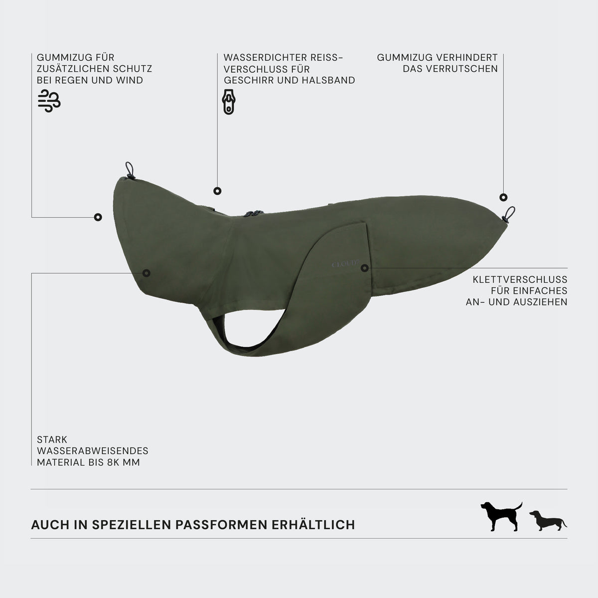 Hunderegenmantel Dublin 2.0 Dark Olive