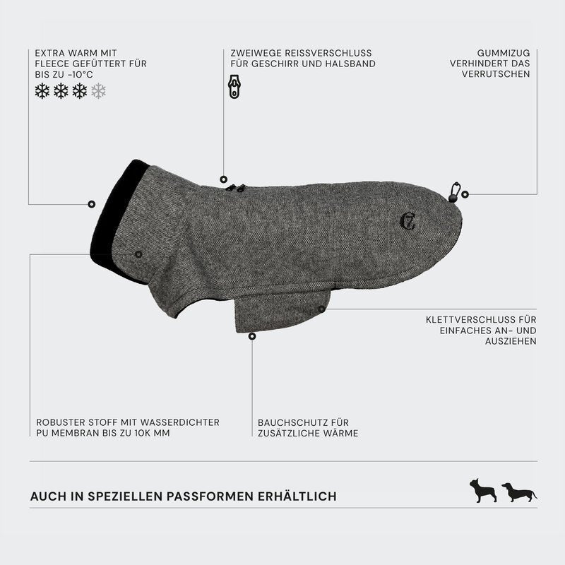 Hundemantel Dackel Brooklyn Tweed Black